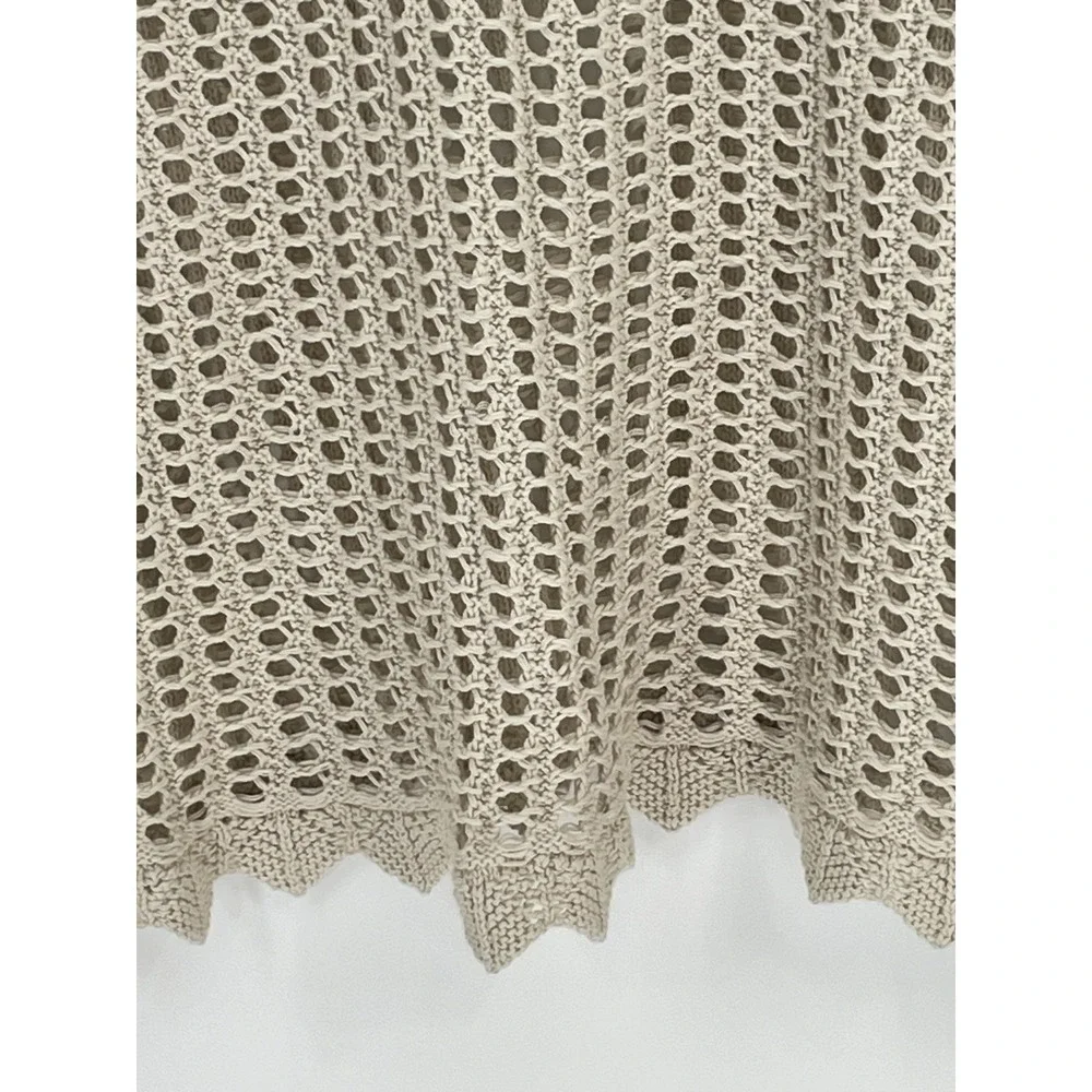 Retro Threads Crochet Sweater Womens XL Beige Open Knit Bell Sleeve Boho Hippie - Picture 2 of 10